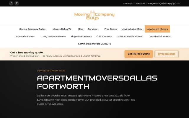 Apartment Movers DFW (Moving Company Guys)'s page as the assistant saw it