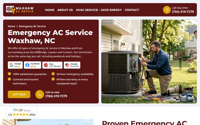 Waxhaw AC Repair's page as the assistant saw it