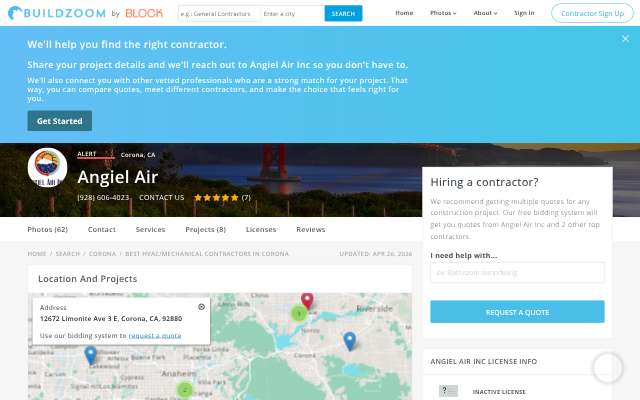 Angiel Air's page as the assistant saw it