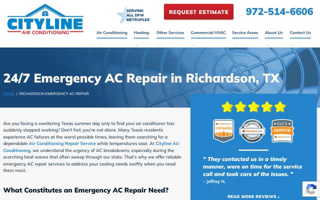 CityLine Air Conditioning's page as the assistant saw it