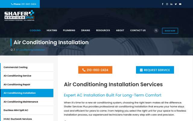 Shafer Services Plus's page as the assistant saw it