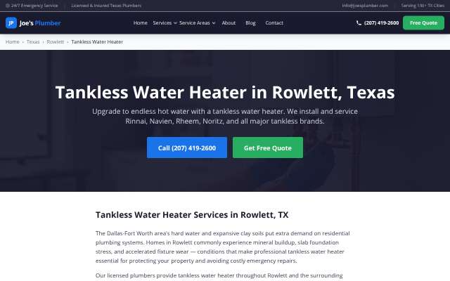 Joe's Plumber's page as the assistant saw it