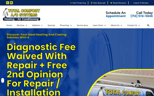 Total Comfort A/C Systems's page as the assistant saw it