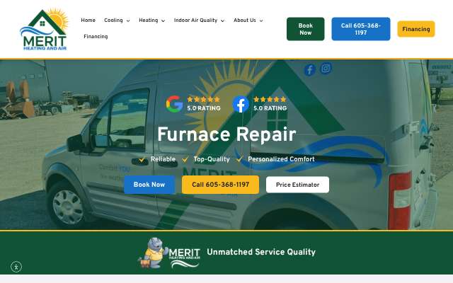 Merit Heating & Air Conditioning's page as the assistant saw it