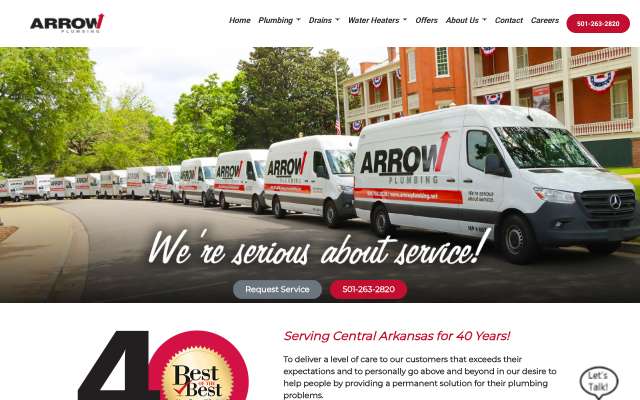 Arrow Plumbing's page as the assistant saw it