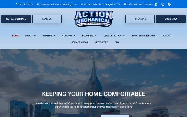 Action Mechanical's page as the assistant saw it