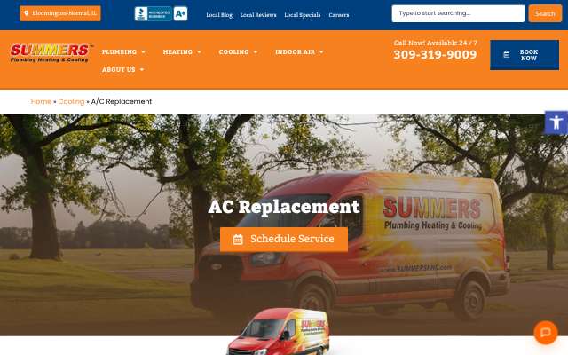 Summers Plumbing Heating & Cooling's page as the assistant saw it