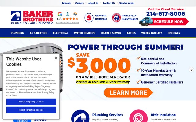 Page cited for Baker Brothers Plumbing, Air & Electric