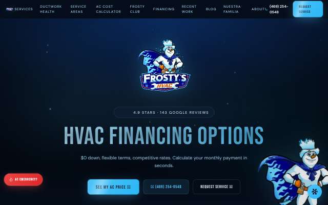 Frosty's HVAC's page as the assistant saw it