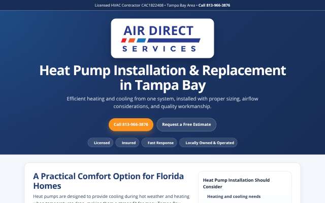 Air Direct Services LLC's page as the assistant saw it