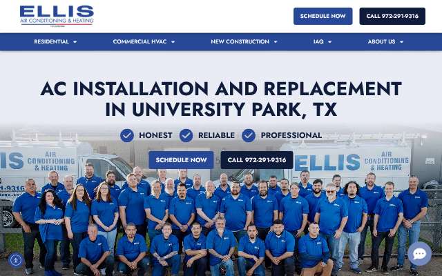 Ellis Air Conditioning and Heating's page as the assistant saw it