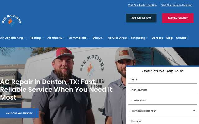 Air Motions Heating & Air Conditioning's page as the assistant saw it