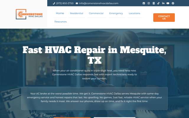 Cornerstone HVAC Dallas's page as the assistant saw it