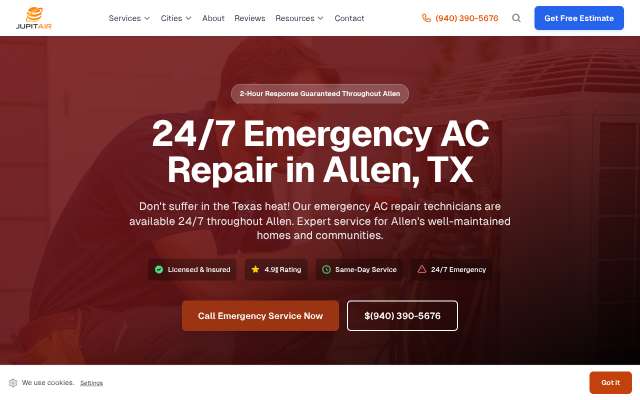 Jupitair HVAC's page as the assistant saw it