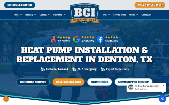 BCI Mechanical's page as the assistant saw it