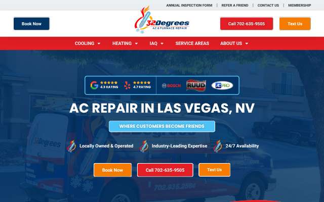 32 Degrees AC & Furnace Repair's page as the assistant saw it