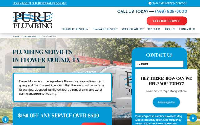Pure Plumbing's page as the assistant saw it