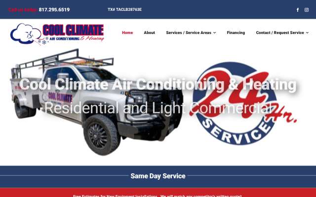 Cool Climate Air Conditioning and Heating's page as the assistant saw it