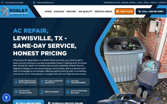 Koala-T Heating & Air's page as the assistant saw it
