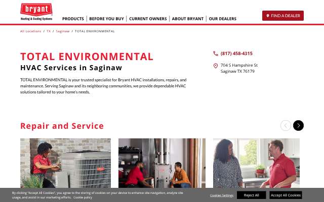 Total Environmental Cooling & Heating's page as the assistant saw it