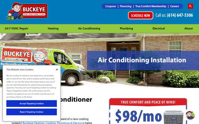 Buckeye Heating, Cooling, Plumbing & Electrical's page as the assistant saw it