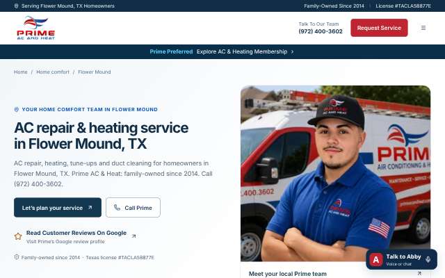 Prime AC & Heat's page as the assistant saw it