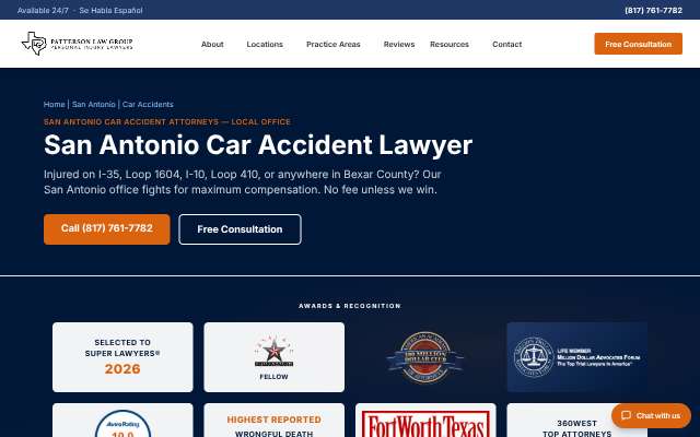 Patterson Law Group's page as the assistant saw it