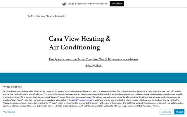 Casa View Heat & Air's page as the assistant saw it