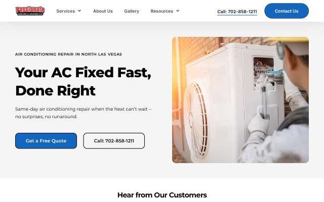 Passionate Cooling & Heating's page as the assistant saw it