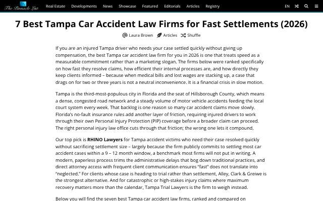RHINO Lawyers's page as the assistant saw it