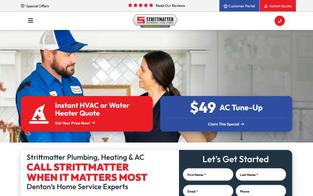 Strittmatter Plumbing, Heating and AC's page as the assistant saw it