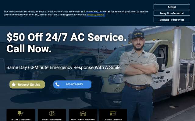 Lee's Air, Plumbing & Heating's page as the assistant saw it
