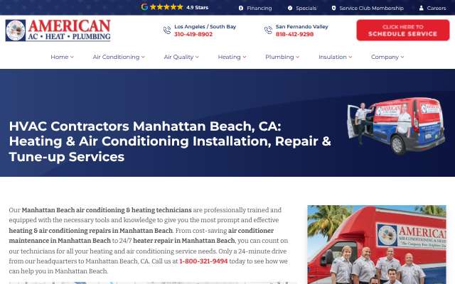 American AC Heat Plumbing's page as the assistant saw it