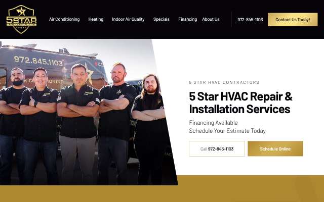5 Star HVAC Contractors's page as the assistant saw it