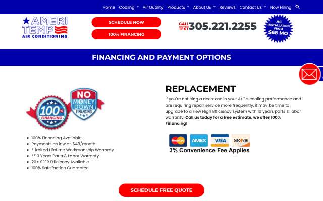 Ameri Temp Air Conditioning, Inc.'s page as the assistant saw it