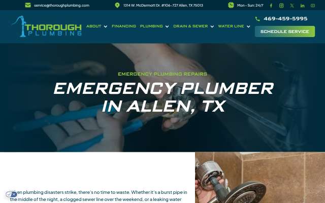 Thorough Plumbing's page as the assistant saw it