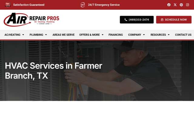 Air Repair Pros's page as the assistant saw it
