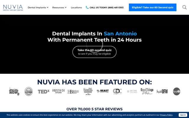 Nuvia Dental Implant Center's page as the assistant saw it