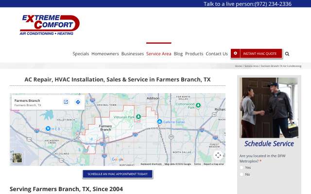 Extreme Comfort Air Conditioning & Heating's page as the assistant saw it