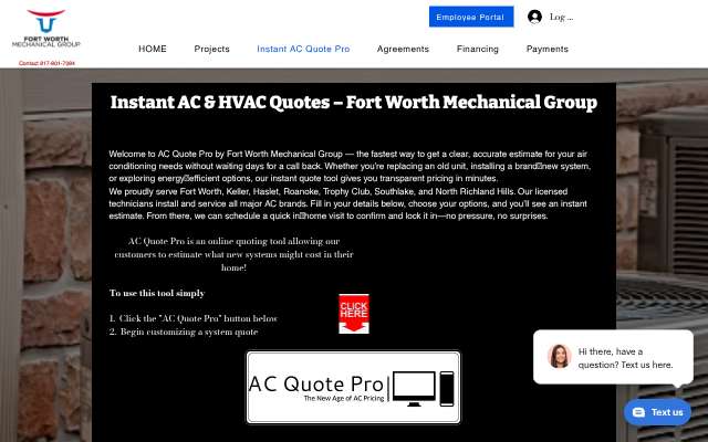 Fort Worth Mechanical Group's page as the assistant saw it