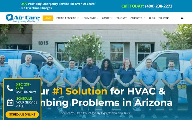 Air Care Cooling, Heating and Plumbing's page as the assistant saw it