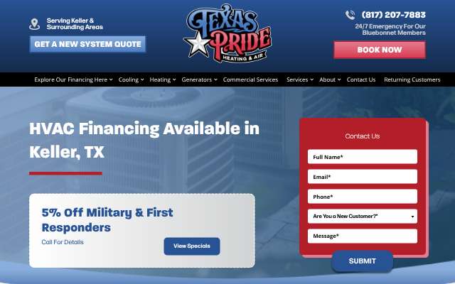 Texas Pride Heating & Air's page as the assistant saw it
