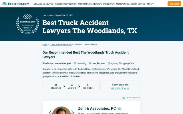 Zehl & Associates's page as the assistant saw it