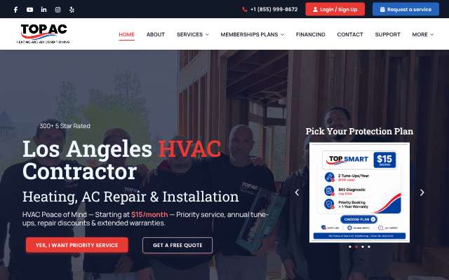 TOP AC Inc.'s page as the assistant saw it