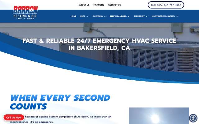 Barron's Air Conditioning & Heating's page as the assistant saw it