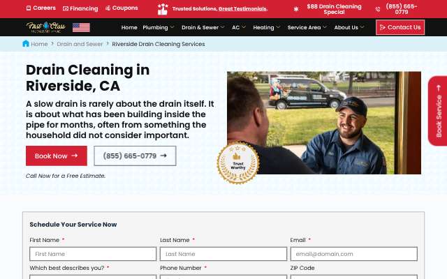 Page cited for First Class Plumbing & AC