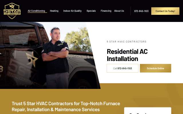 5 Star HVAC Contractors's page as the assistant saw it
