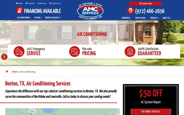 AMC Services, Inc.'s page as the assistant saw it