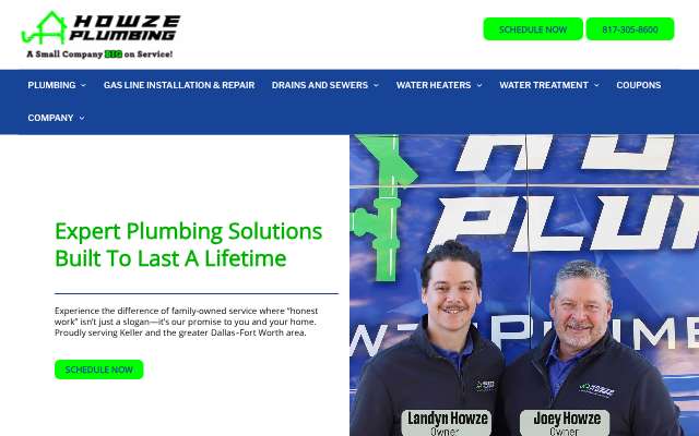 Howze Plumbing's page as the assistant saw it
