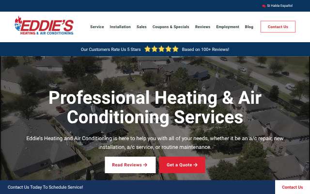 Eddie's Heating and Air Conditioning's page as the assistant saw it